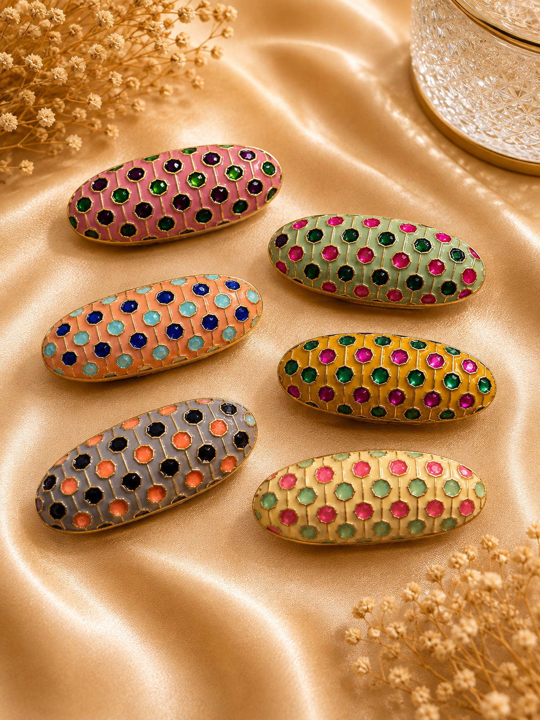 Colorful Enamel Saree Pins – Set of 6