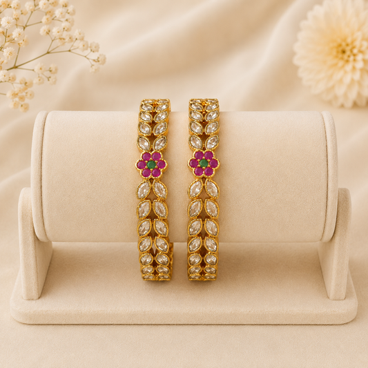 Floral Heritage Premium Kundan Bangles
