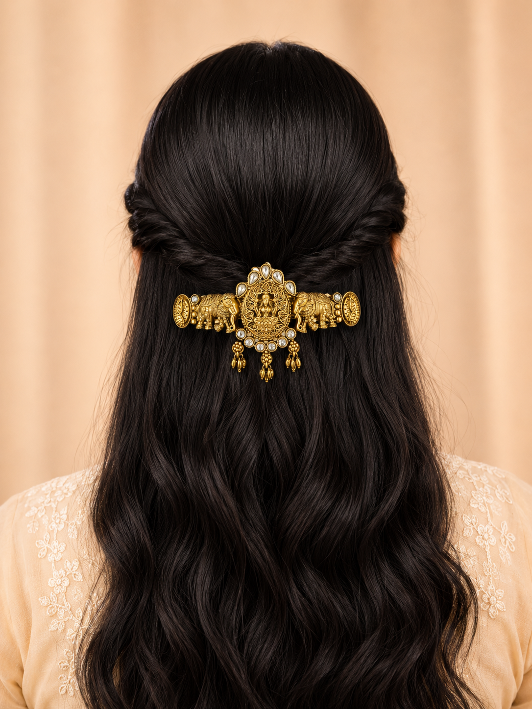 Antique Gold Lakshmi Bridal Hair Clip
