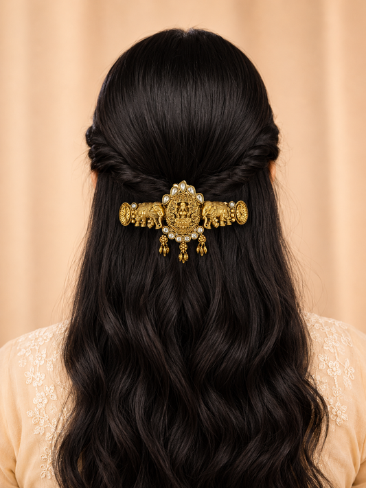 Antique Gold Lakshmi Bridal Hair Clip