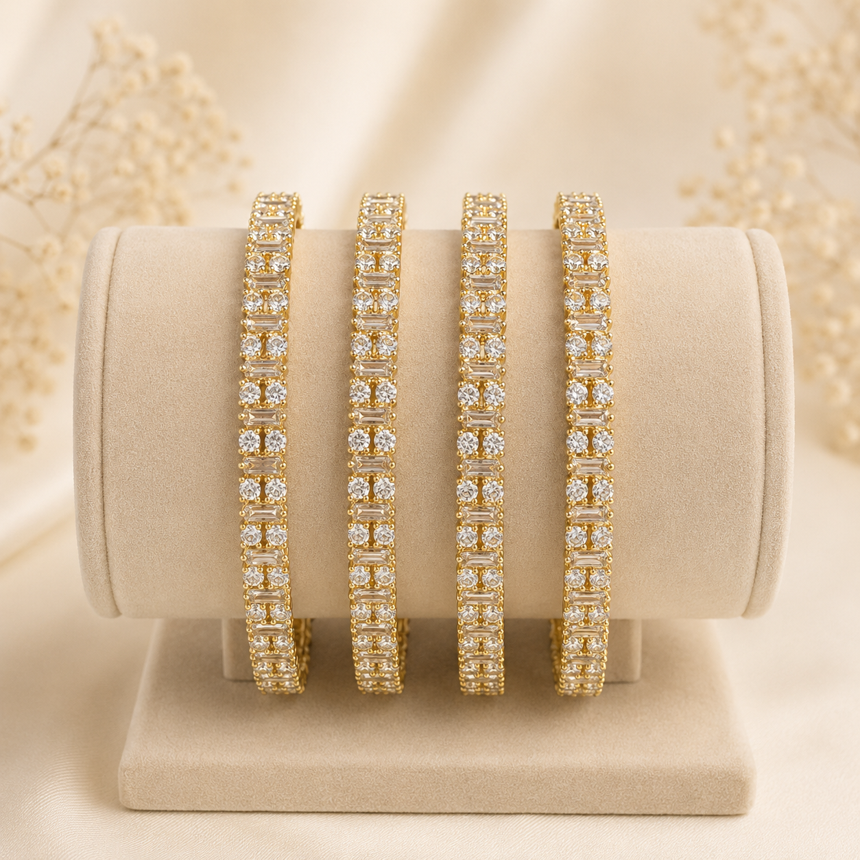 Elegant Baguette Stone Bangles