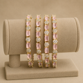 Gold Pink Stone Bangles