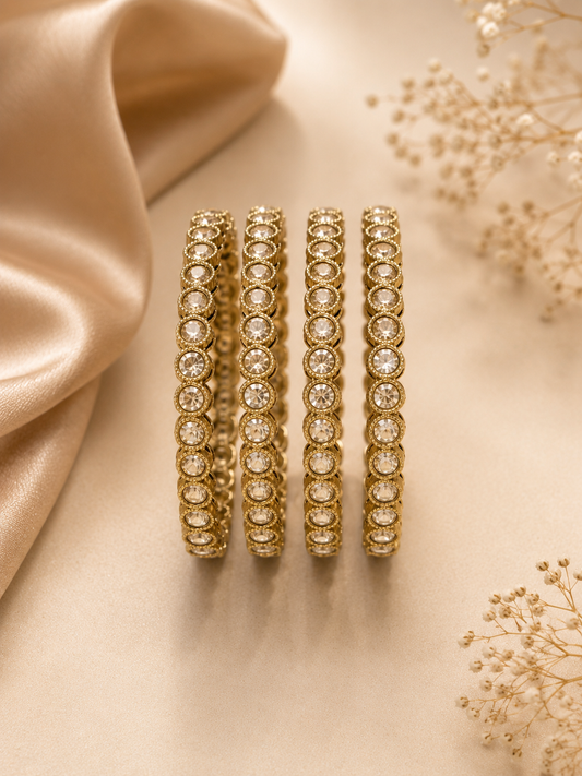 Classic Stone Bangles – Set of 4