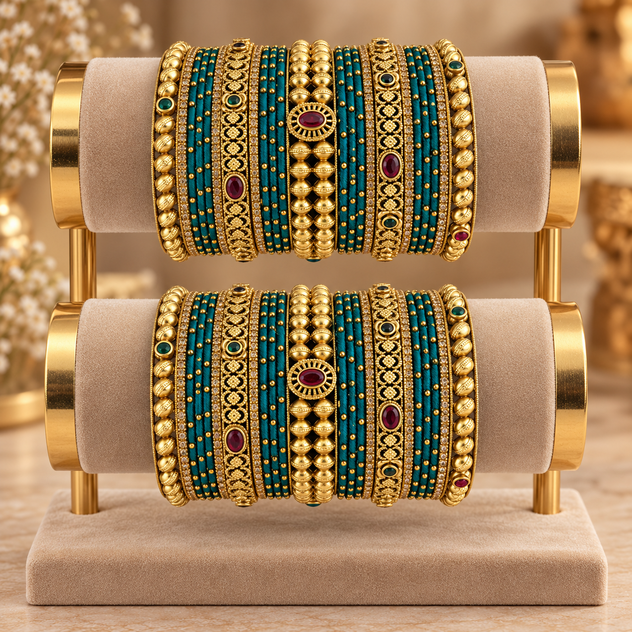 Elegant Teal Green Festive Bangle Collection