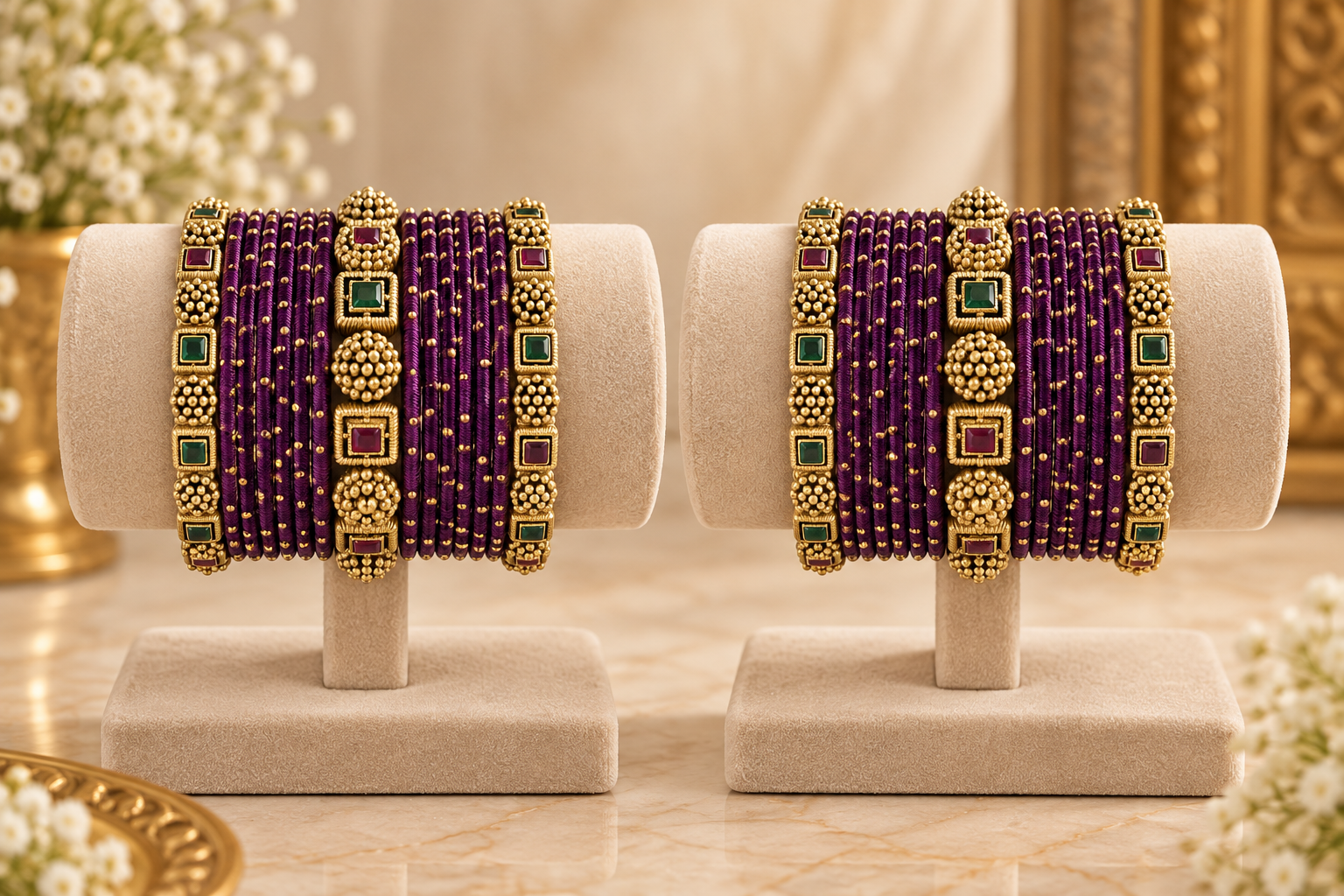 Classic Purple Thread Traditional Bangle Set