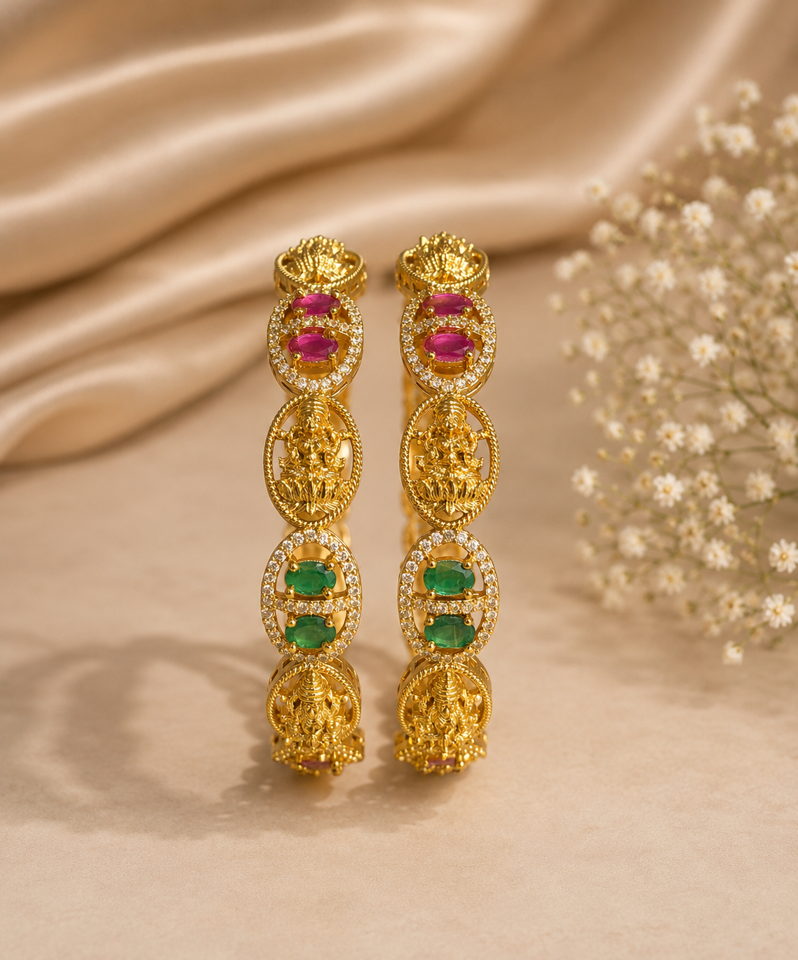 Lakshmi Ruby Emerald Heritage Bangles