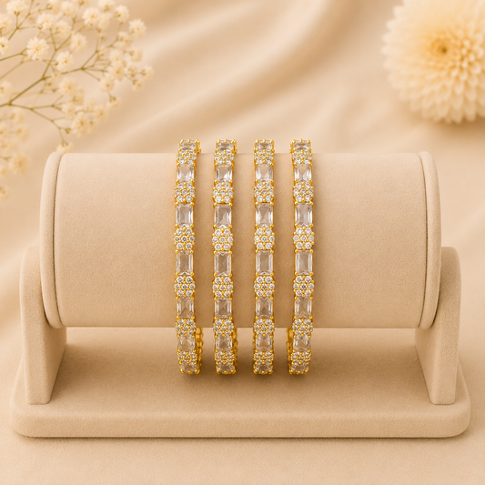 Premium AD Gold Polish Bangle Set