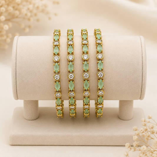 Gold Plated Mint Stone Bangles