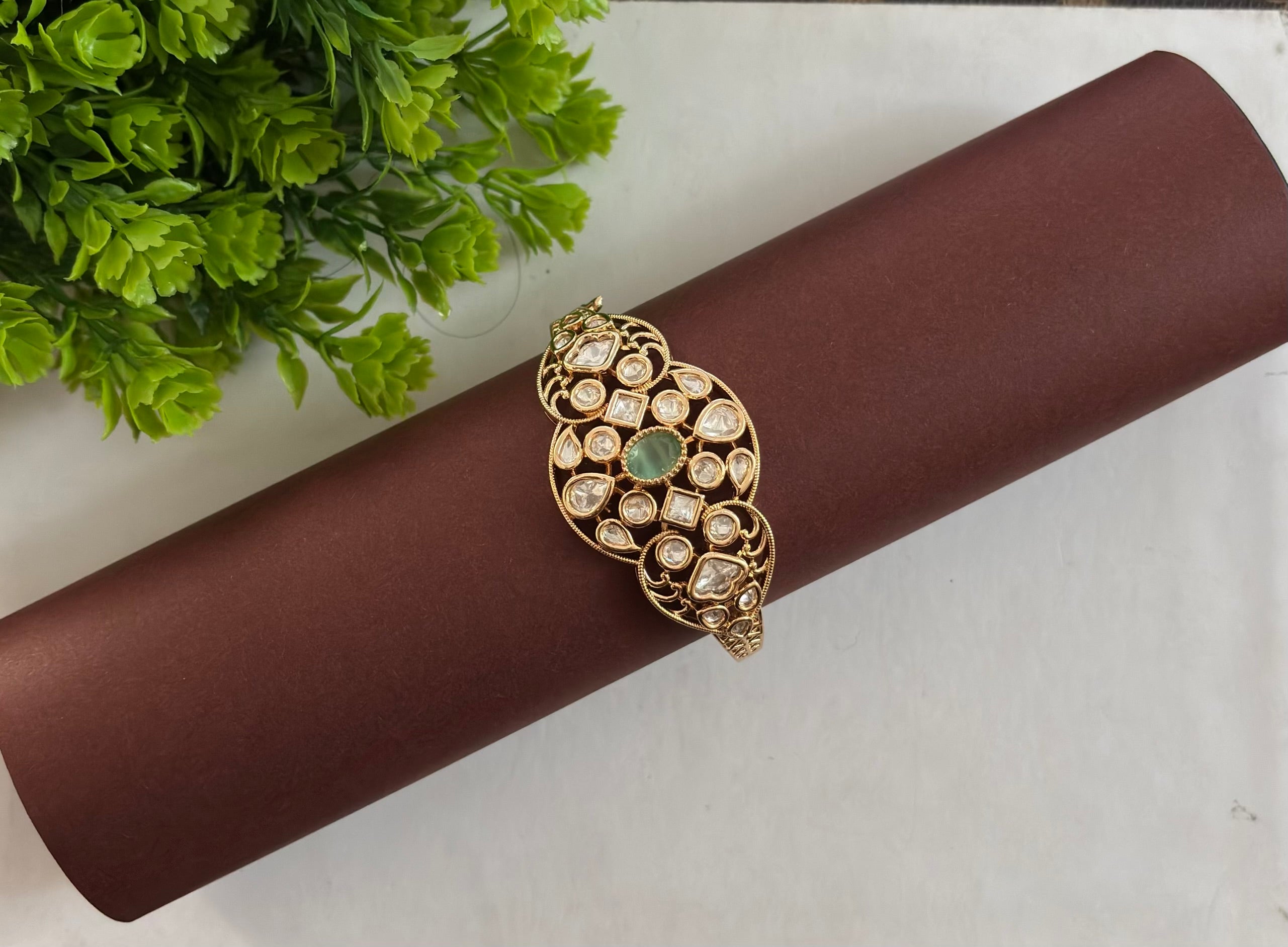 Mint Mosaic Kundan Kada