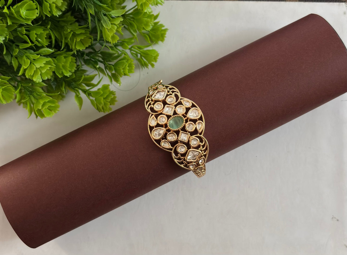 Mint Mosaic Kundan Kada