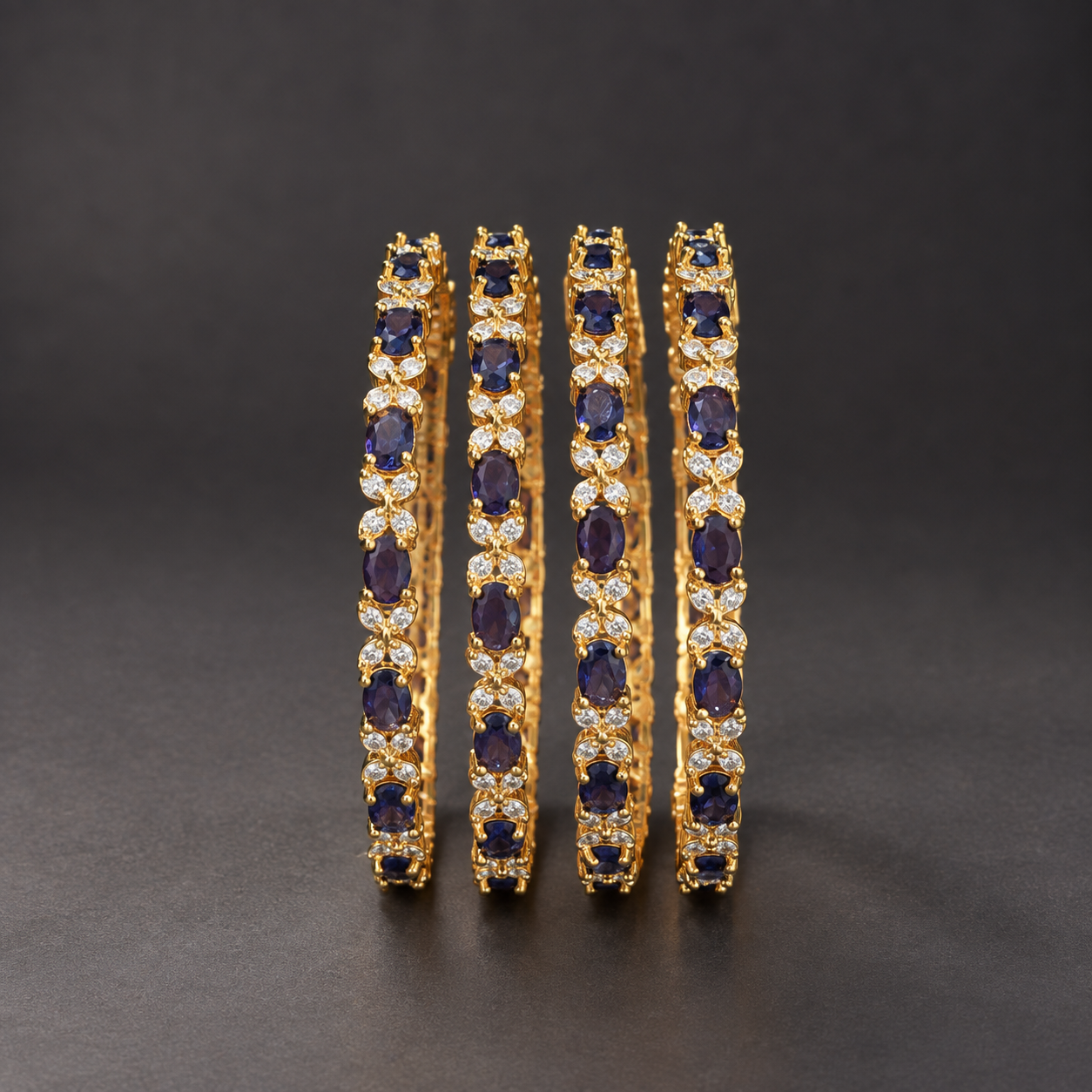 Royal Purple Stone Bangle Set