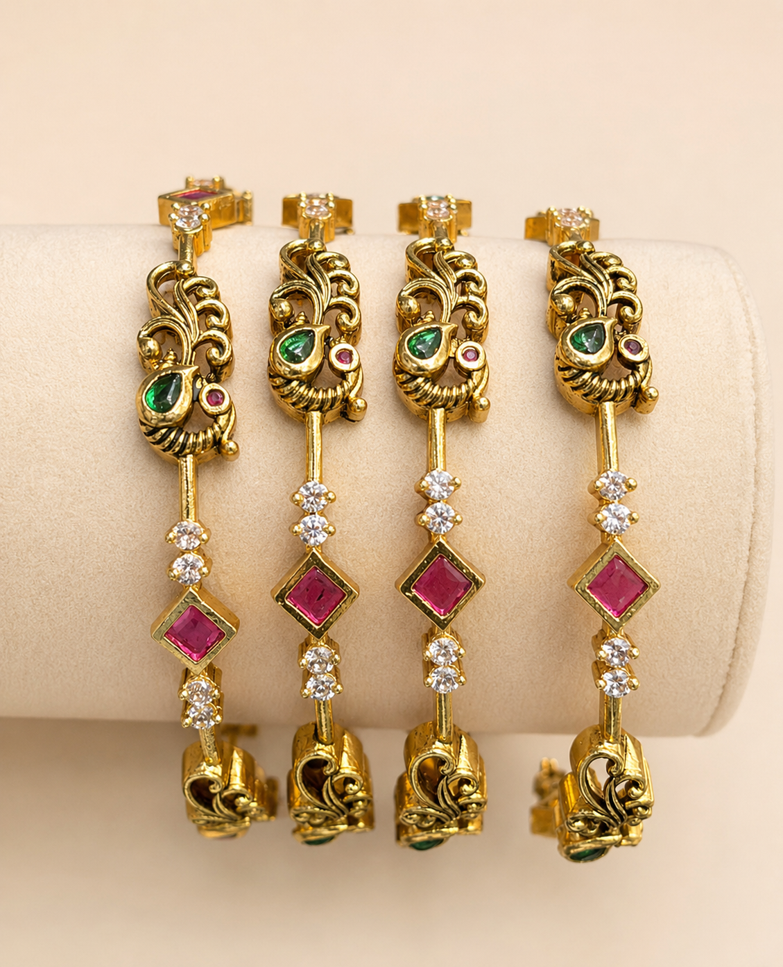 The Mayura Sleek Peacock Bangle Set