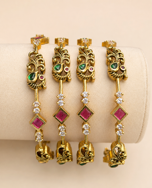 The Mayura Sleek Peacock Bangle Set