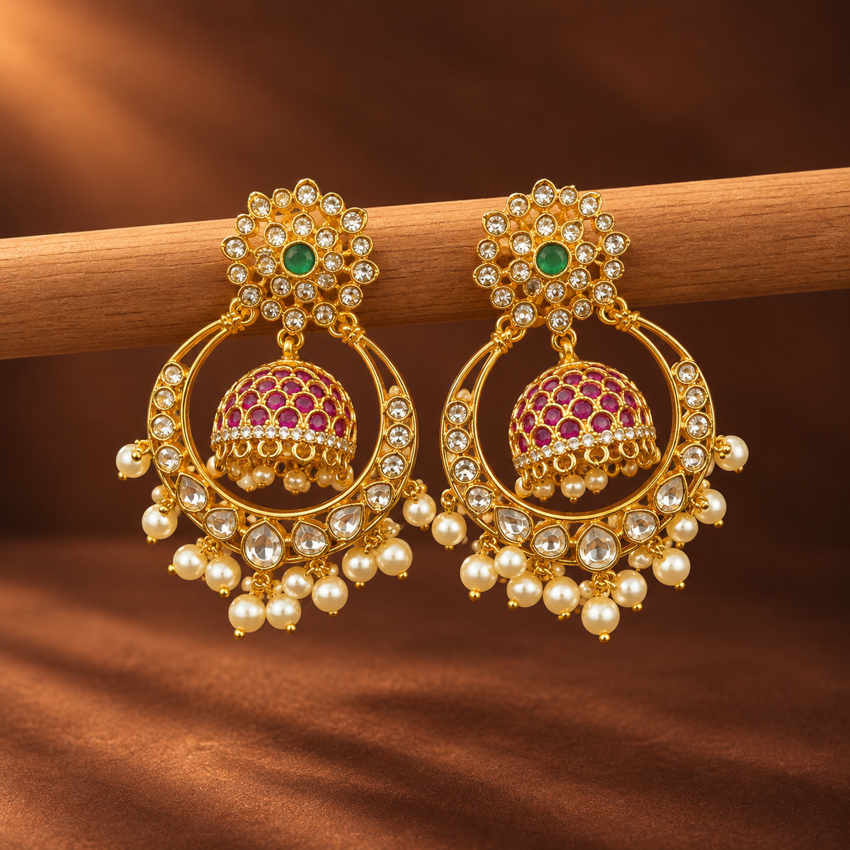 Afsana Ruby Pearl Chandbalis