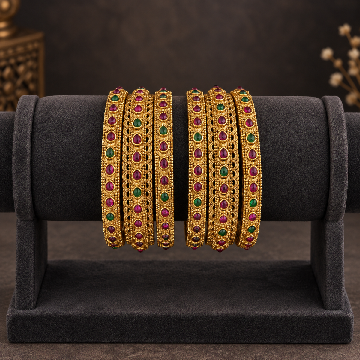 Antique Temple Ruby Green Set