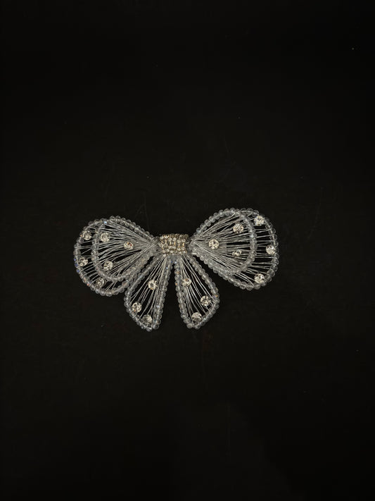 Hair Bow Pin with White Stones