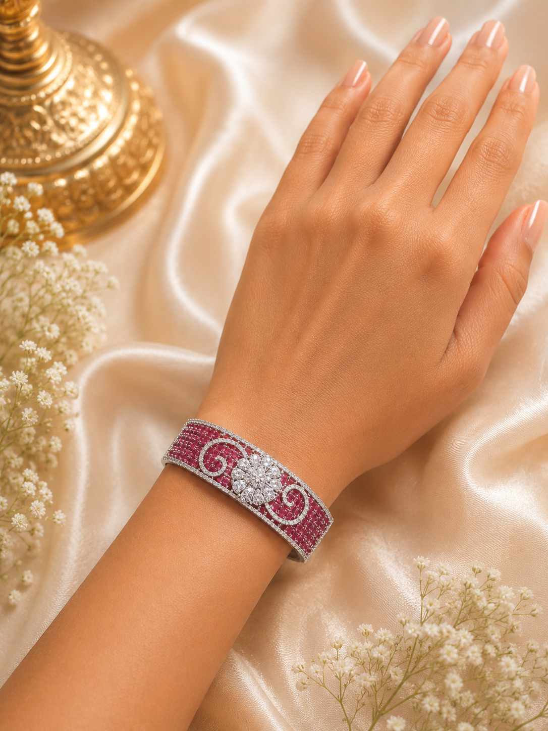 Royal Ruby Floral Bracelet