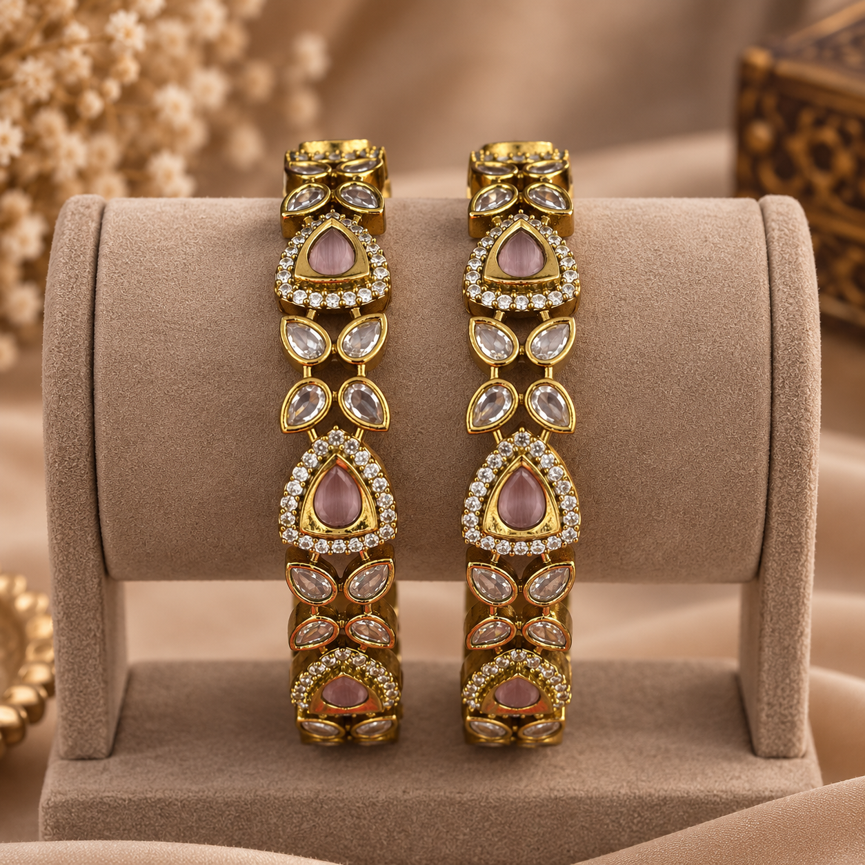 Vintage Pink Stone Victorian Kada