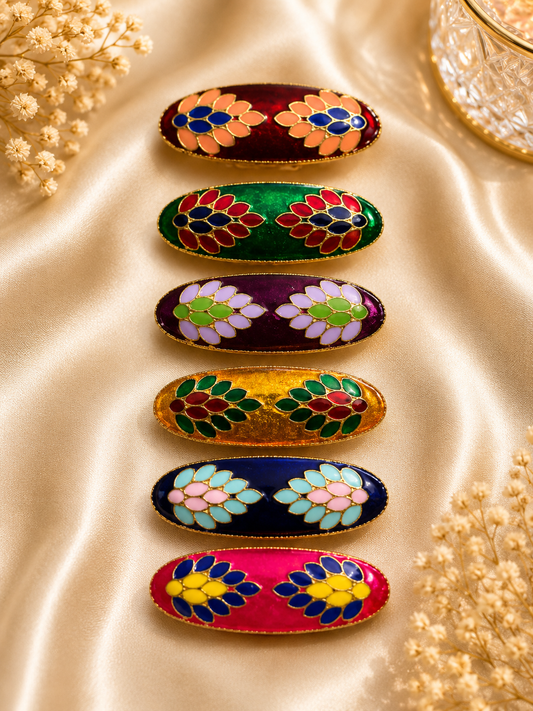 Royal Leaf Pattern Saree Pin Collection – 6 Pcs