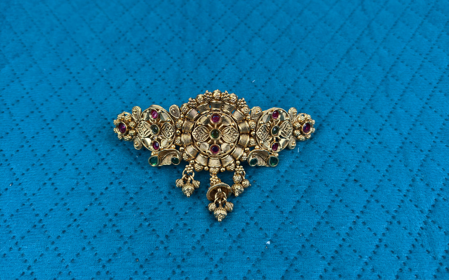 Antique Gold Temple Hair Clip with Kemp Stones