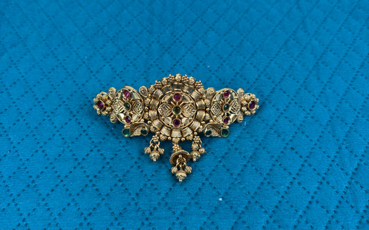 Antique Gold Temple Hair Clip with Kemp Stones