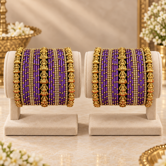 Traditional Purple Temple Bangle Set