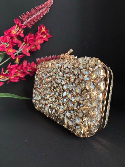 Golden Champagne Crystal Clutch