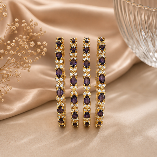 Royal Purple Stone Bangle Set