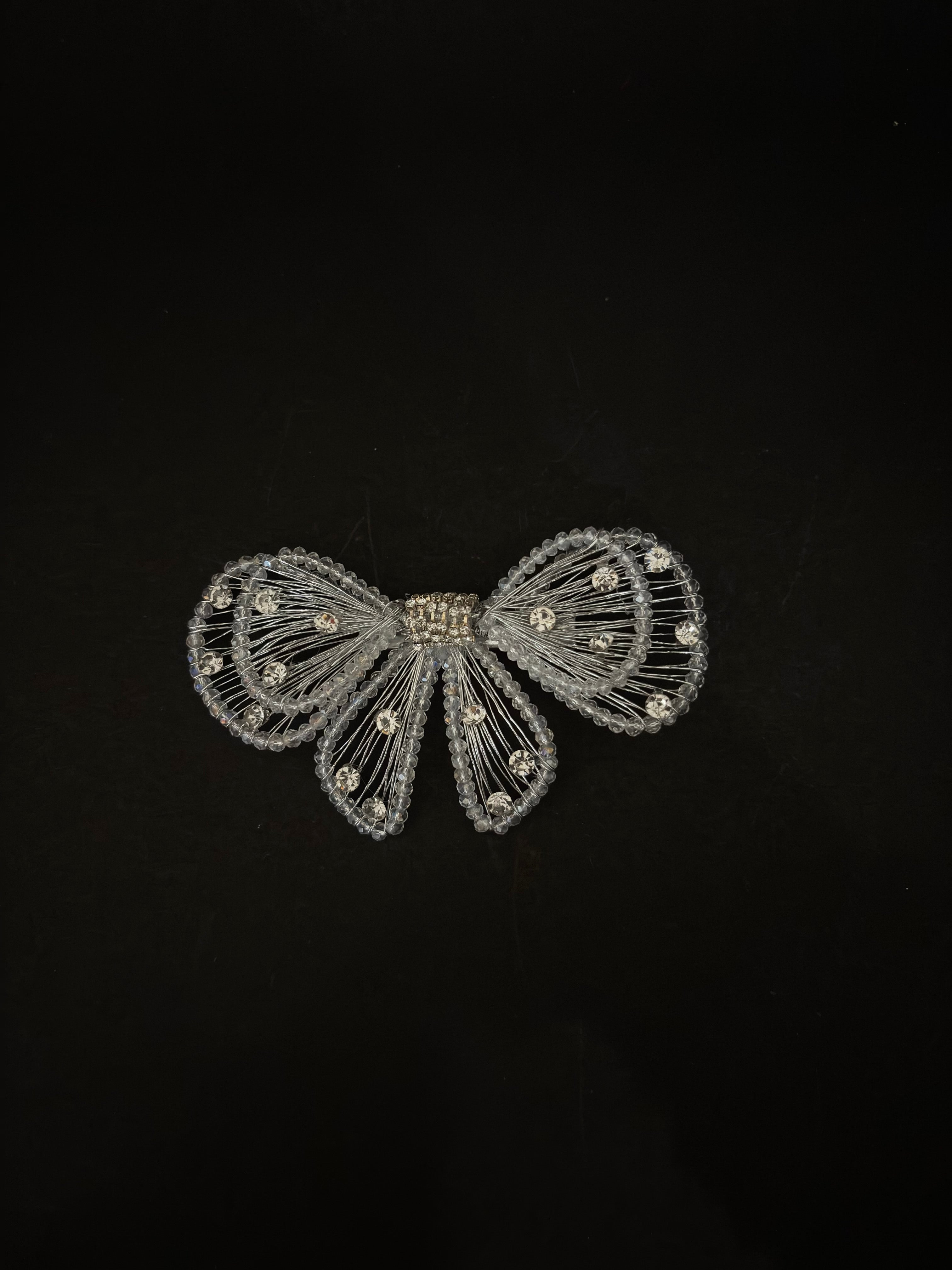 Hair Bow Pin with White Stones