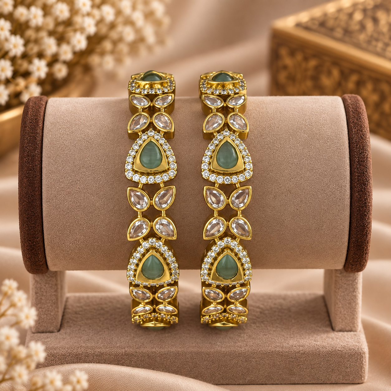 Victorian Mint Elegance Stone Kada
