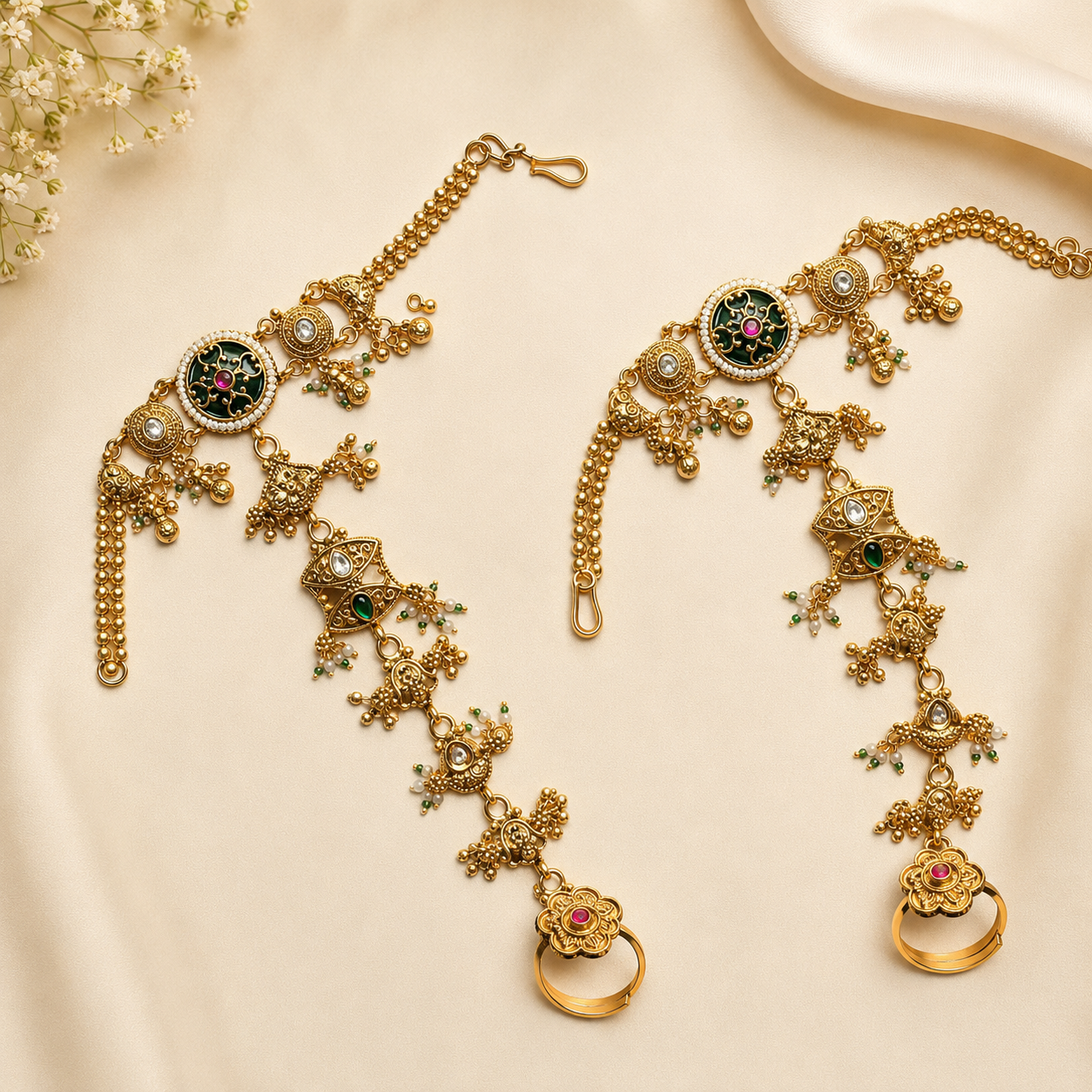 Royal Green Stone Hath Phool