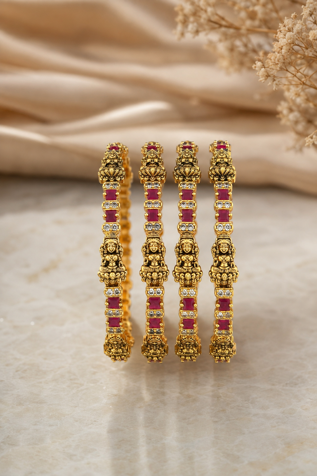 Lakshmi Motif Antique Bangle Set