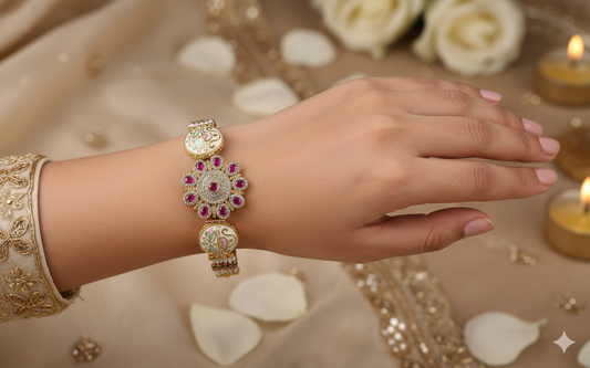 Gulabi Meenakari Bracelet