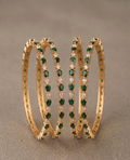Emerald Pear-Cut AD Stone Bangles