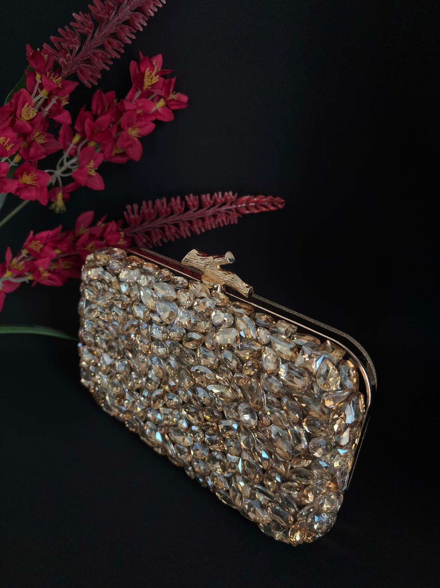 Golden Champagne Crystal Clutch