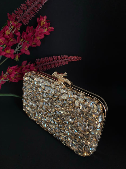 Golden Champagne Crystal Clutch