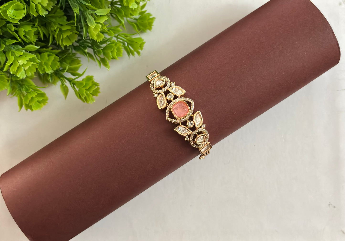 Peach Blossom Kundan Kada