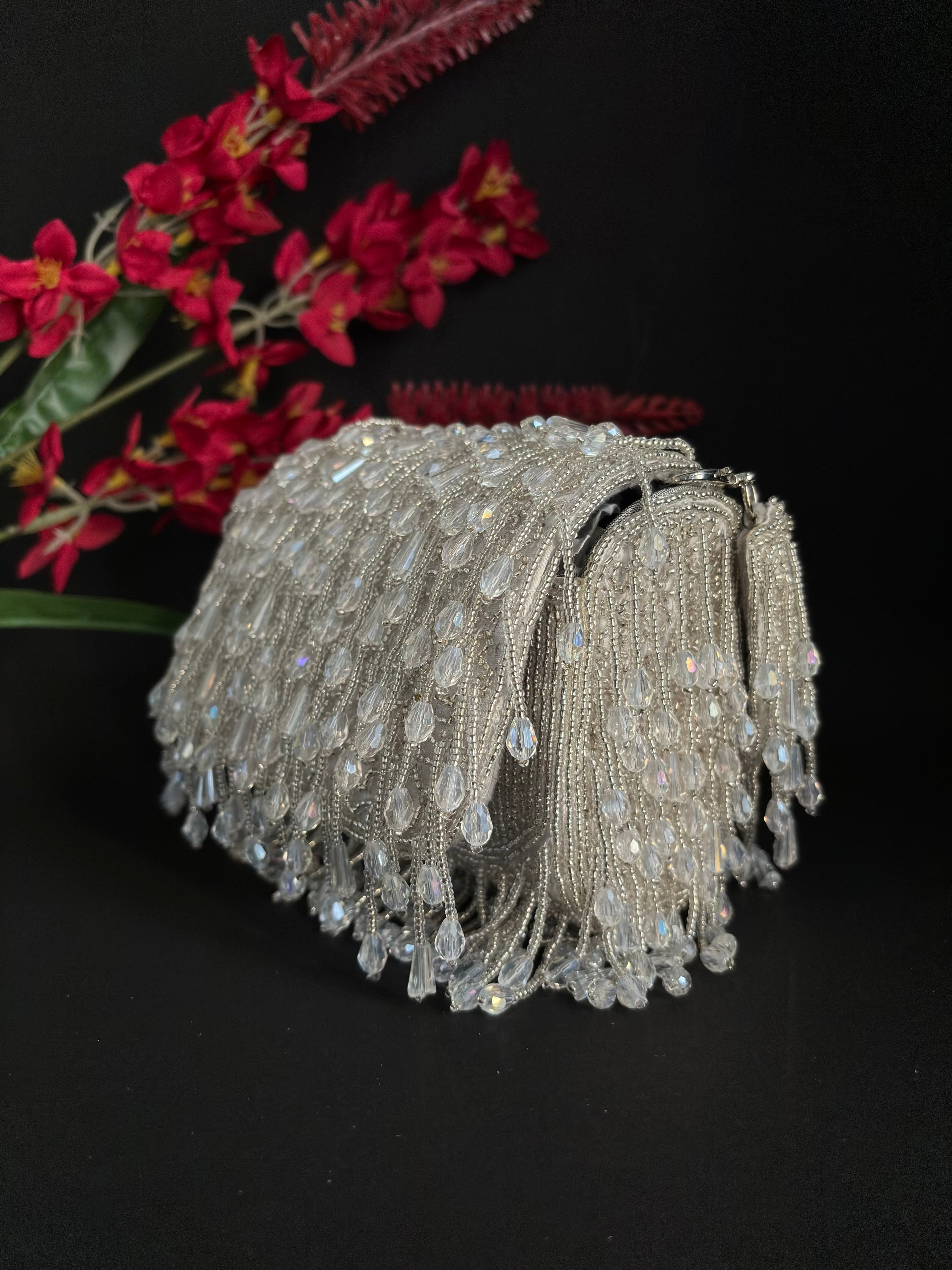 Shimmering Crystal Fringe Purse