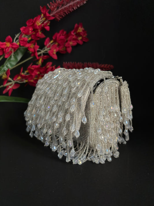 Shimmering Crystal Fringe Purse