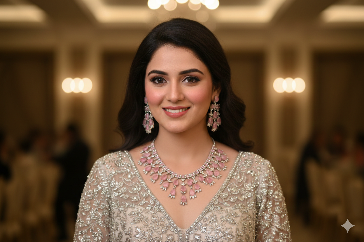 The Aurora Pink Choker & Earring Suite