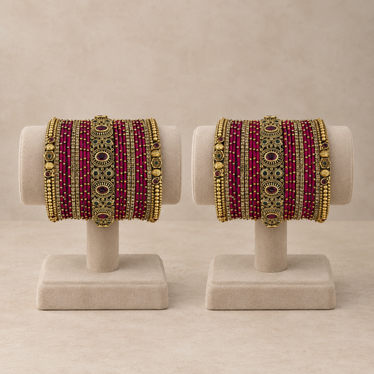 Regal Rani Pink Festive Bangle Set