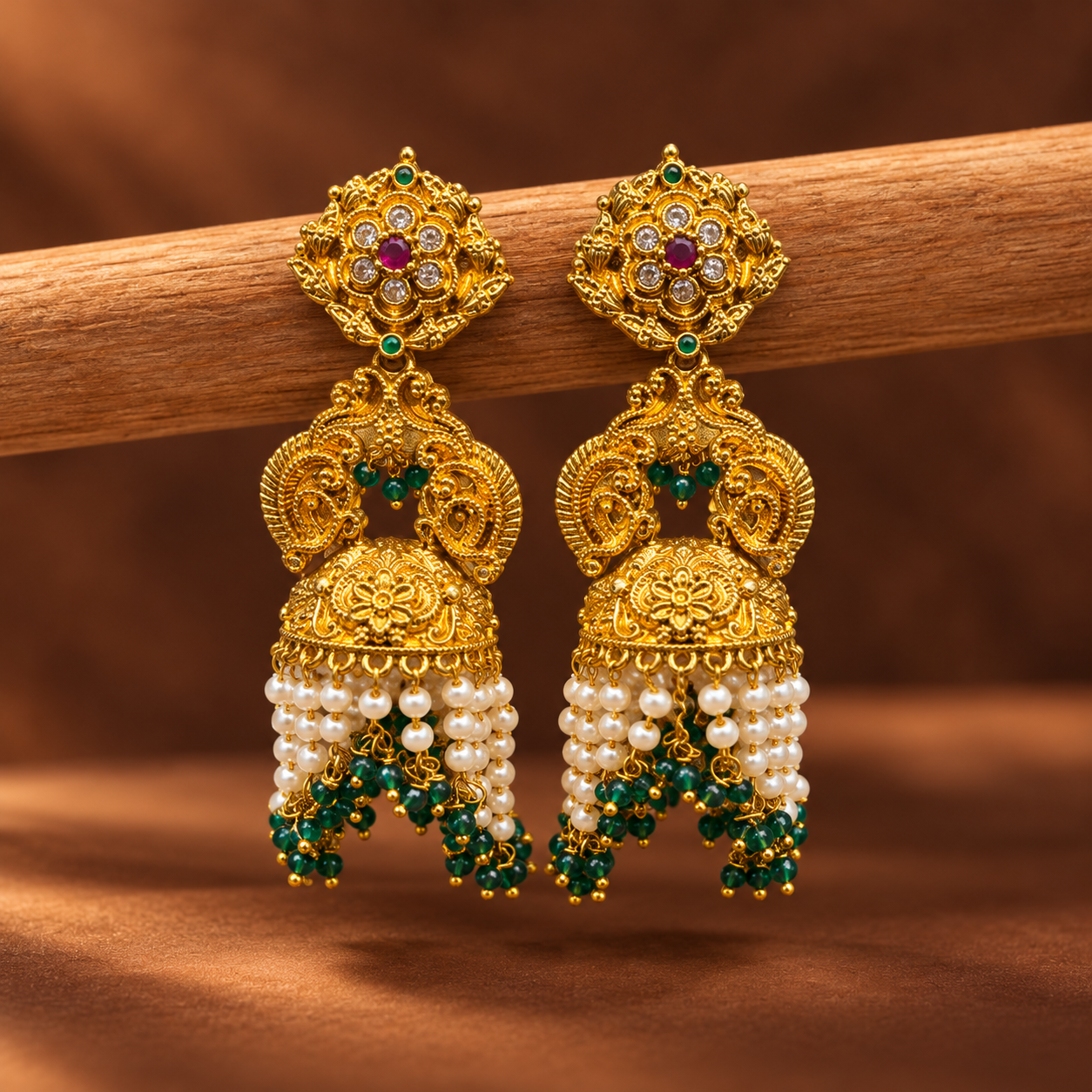 Ishani Green Beaded Earrings