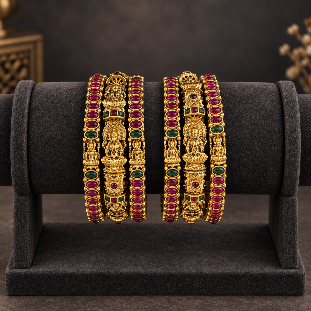 Traditional Ruby Green Temple Set