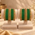 Green Thread Antique Gold Bangle Set