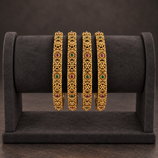 Antique Gold Nakshi Temple Bangles
