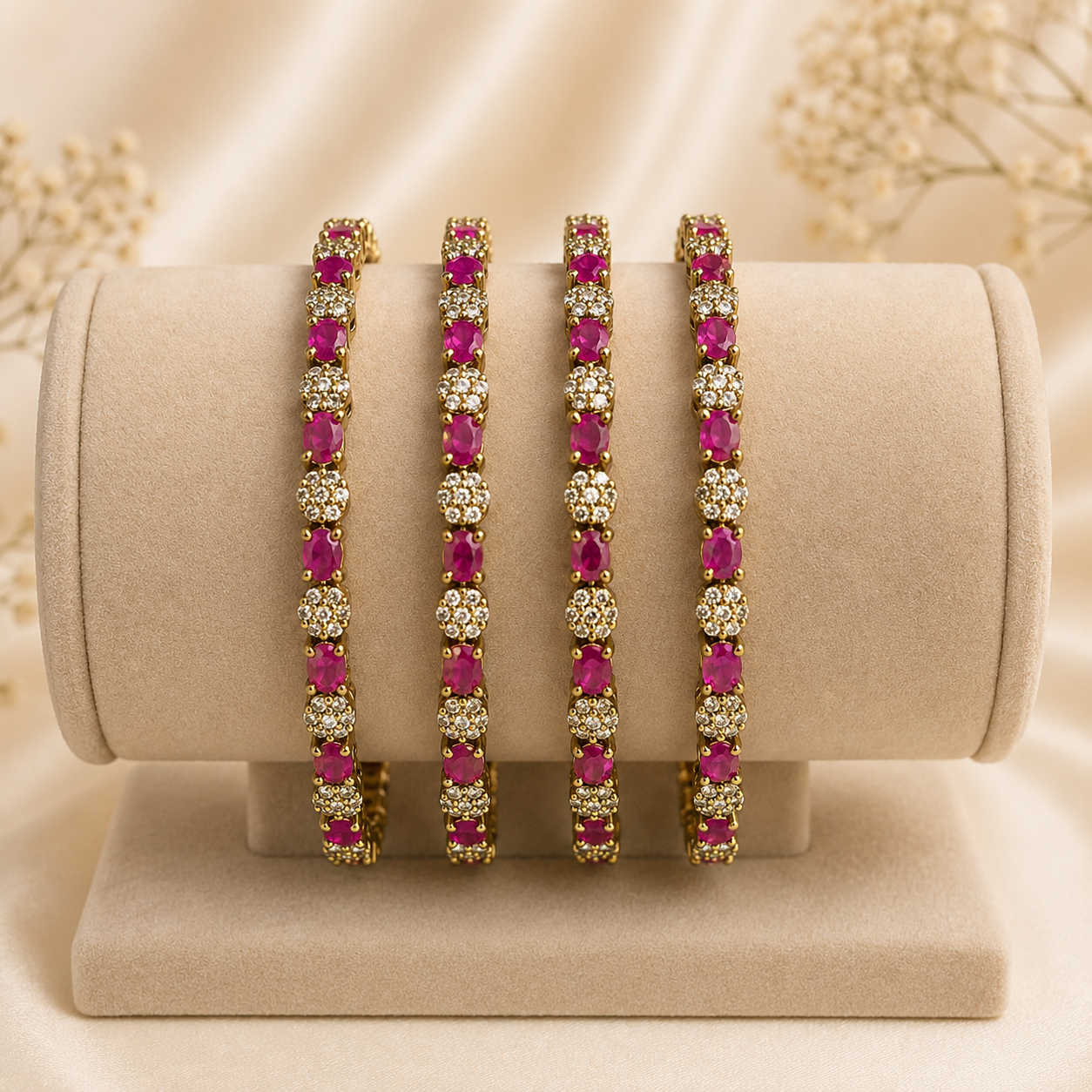 Classic Ruby Stone Bangles