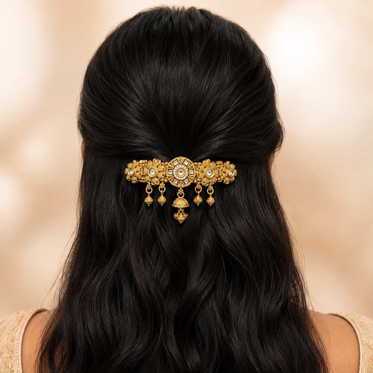 Royal Pushpa Kundan Hair Centre Clip