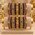 Royal Violet Thread Bangles with Temple Design