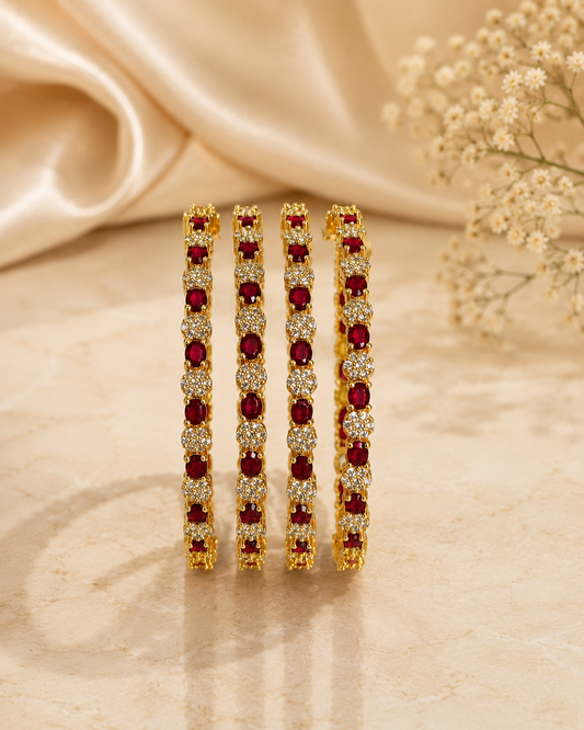 Deep Red Floral Elegance Bangles
