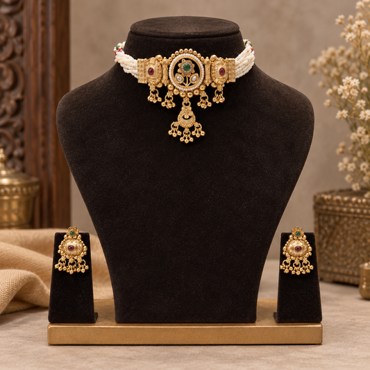 Ruby Green Kemp Choker Set